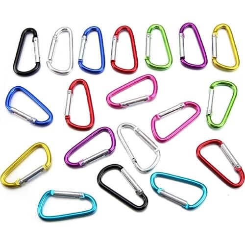 10 PCS/Bag D type carabiner Climbing metal hanging buckle Kettle hooks Backpack buckle accessories Color aluminum hook