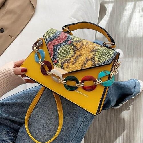 2021 Fashion New Contrast Color Shoulder Bags Quality PU Leather Womens Designer Handbags Lady Snake Pattern Messenger Bag Tote