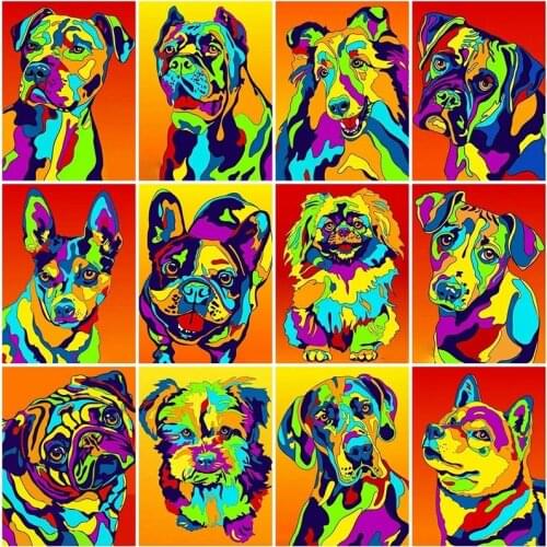 5D DIY Diamond Painting Kits Full Round With AB Drill Embroidery Dog Cross Stitch Animal Rhinestones Picture Crafts Kit Gift Art