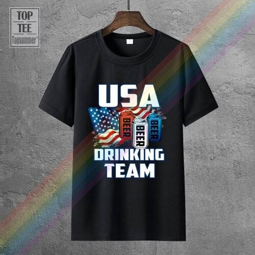 Usa Beer Drinking Team Funny American Flag Popular Tagless Tee T Shirt