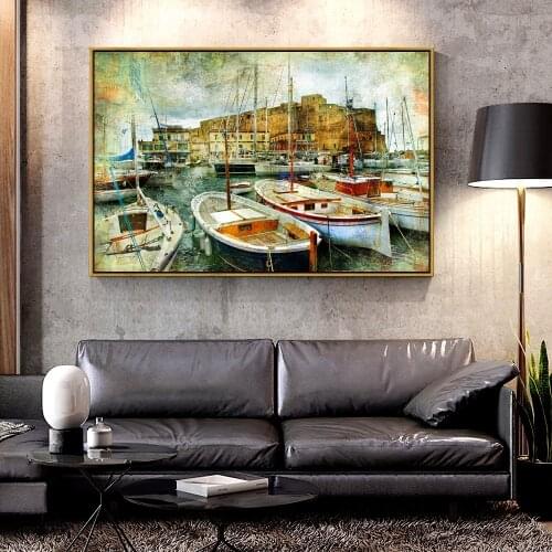 Artcozy Naples Oil Canvas Painting for Home Decoration Wall Art Canvas Printings Landscape Spray Painting Horizontal Rectangle