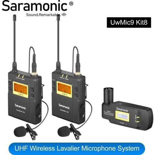 Saramonic UwMic9 TX9+RX-XLR9 Wireless Lavalier Microphone with Transmitter & XLR Battery Grip XLR Receiver for Camera Camcorder