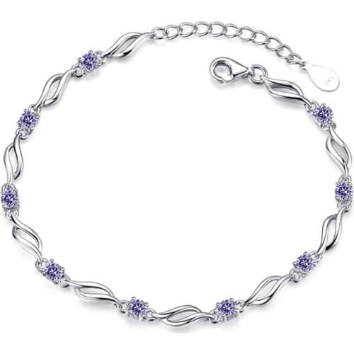 925 Sterling Silver Fashion Shiny Crystal Bracelets for Women Jewelry Wedding Gift Wholeslae Charms Bracelet Drop Shipping