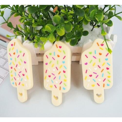 Chenkai 5PCS Silicone Ice Cream Teether BPA Free Food Grade Chewable Pacifier Pendant For Infant Nursing Necklace Accessories