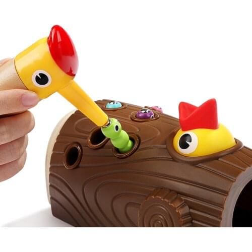 Prettyia Wooden Magnet Woodpecker Bug Catching Game