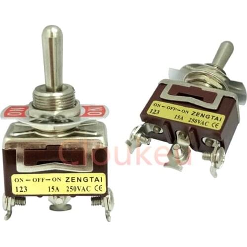 E-TEN123 12MM Brown Reset 3Pin (ON)-OFF-(ON) Rocker switch Toggle Switch 15A250V
