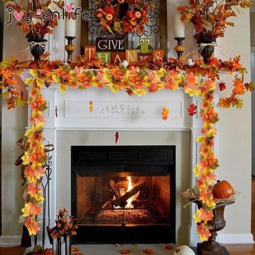 Artificial Silk Maple Leaves Vine Garland Fake Maple Leaf For Wedding Party Halloween Thanksgiving Christmas Home Garden Decor