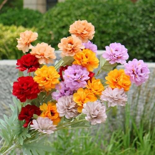 6 heads Dahlia artificial flower home wedding party decoration road guide plant flower diy arrangement material