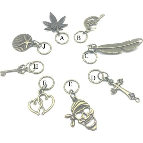 Brozen Ring Hair Accessaries Beads 5Pcs per Set Silver Hair Braid Dreadlock Bead Leaf 14mm Hole Hair Cuffs Dread Tube Charm