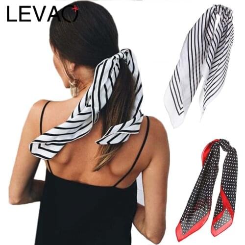LEVAO Korea Fashion Print Handkerchief Hair Ribbon Hair Scarf Elastic Hair Band Women Headband Girls Headwear Hair Accessories