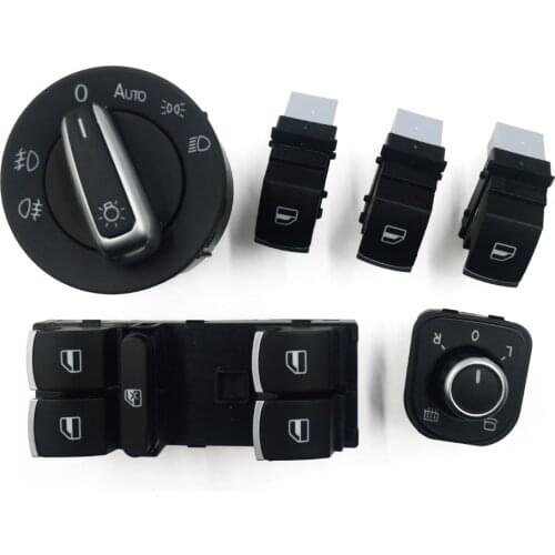 Chrome Side Mirror Headlamp Headlight Window Switch Button 6 PCS / Kit 5ND959857 For VW Passat B6 CC Golf MK6 Jetta