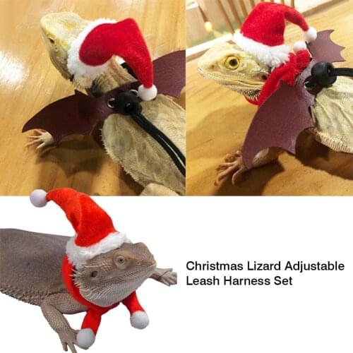 2020 New Christmas Lizard Hat Traction Rope Climbing Pet Out Leather Wings Traction Belt Lizard Rope Pet Supplies