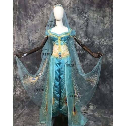 New Movie Jasmine Princess Top Quality Embroidery Cosplay Costume For Adult Women Girls Halloween Party Costume
