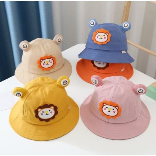 1-4 years old baby fisherman hat spring and summer cute children outdoor beach ocean sun hat boy girl cartoon lion sun hat