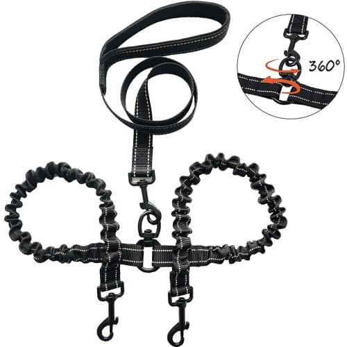 Thick Nylon Double Dog Leash Soft Leather Control Leash Reflective Mountain Climbing Rope for Small Medium Large Dog Collar