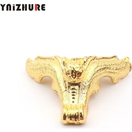 42*23mm 4PCS Zinc Alloy Antique Jewelry Gift Box Wood Case Decor Carving Corner Bat Protector Wing Legs Gold Color