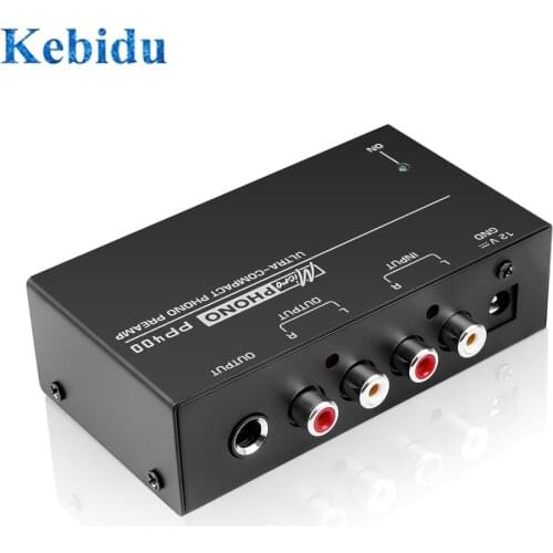 PP400 Phono Preamp Preamplifier Ultra-Compact RCA Input Output 1/4 inch TRS Output Interfaces Preamplificador For EU US Plug