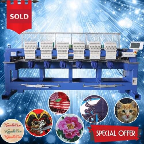 Factory sale bangladesh embroidery machine 6 head computerized embroidery machine cap/tshirt/flat industrial embroidery machine