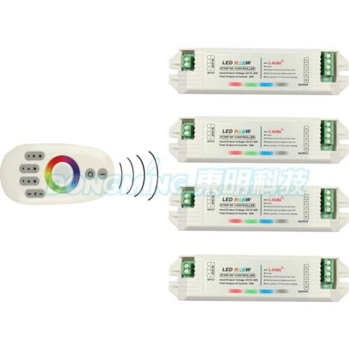 1pcs Remote + 4x 24A led RGBW Controller, 4-Zone Wireless 2.4G led RGBW Controller RF Touch Remote for RGBW LED Strip,5set/lot