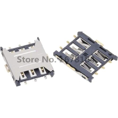 10PCS Nano-SIM card holder Plug Type 6PIN mini sim card socket nano sim card connector