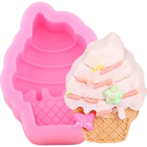 3D Ice Cream Cone Silicone Mold Soap Polymer Clay Molds DIY Wedding Cake Decorating Tools Kitchen Baking Fondant Chocolate Mould