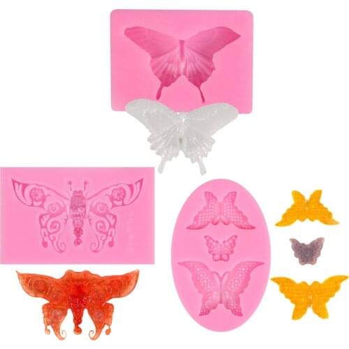 3D Butterfly Shaped Chocolate Mold DIY Baking Gummy Cake Decoration Accessories 3 Shapes Butterfly Silicone Mold 7.7*5cm