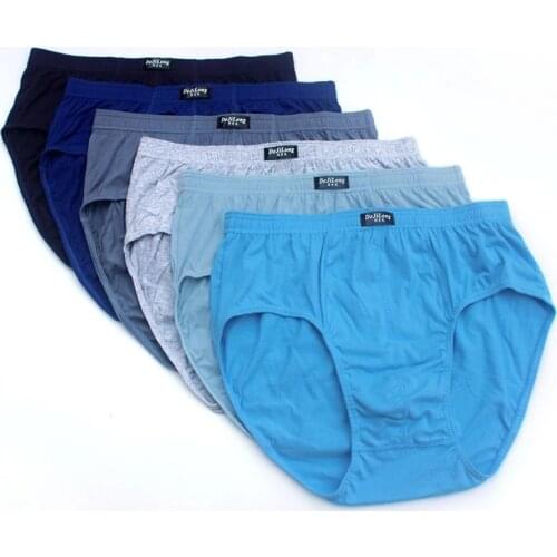 6Pcs/Lot Briefs Mens 100% Cotton High Waist Comfortable Underwear MenS Breathable Briefs 6XL Large Size