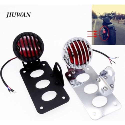 Universal Black/Silver Motorcycle Side Mount Tail Light Rear Stop Light With License Number Plate Bracket Holder For Harley BMW