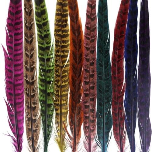Vampfly 8PCS 25-35cm/10-14inch Multi-colored Hen Pheasant Tail Feathers for Wings Tails and Wingcases Fly Tying Materials