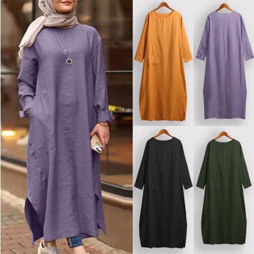 Women Plus Size Dresses Spring Autumn 2021 Long Tunic Vestidos Long Sleeve Loose Fit Femme Dress Solid Caftan Casual Maxi Dress
