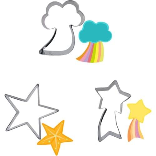 1pcs Patisserie Reposteria Star Rainbow Clouds Metal Cookie Cutter Fondant Cake Decor Biscuit Paste Mould Pastry Shop Bakeware