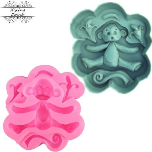 1Pcs Cartoon monkey shape silicone soft candy mold cake decorating tool candy chocolate Soft Candy Mold