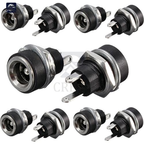 10Pcs 3A 12v For DC Power Supply Jack Socket Female Panel Mount Connector 5.5mm 2.1mm Plug Adapter 2 Terminal Types 5.5*2.1
