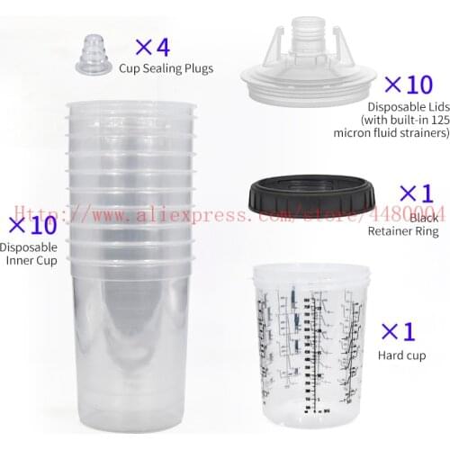10pcs Spray Gun Paint Mixing Cup Paint Cup 160/400/600/800ml PPS Tank Type H/O Quick Cup PPS Disposable Measuring Cup