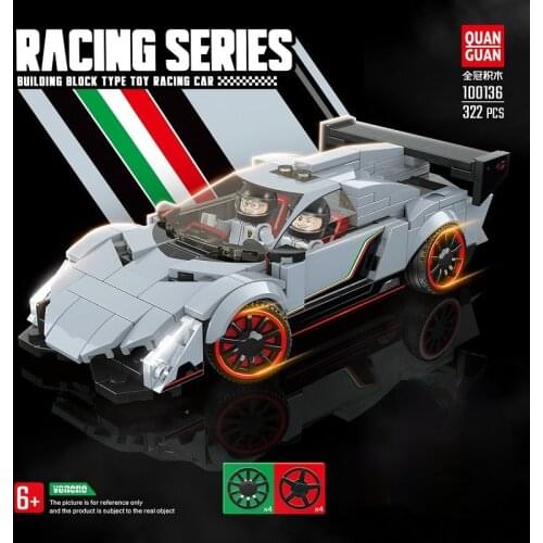 100136 famous car series gray poison assembled sports car super racing boy building blocks childrens toys for children gifts