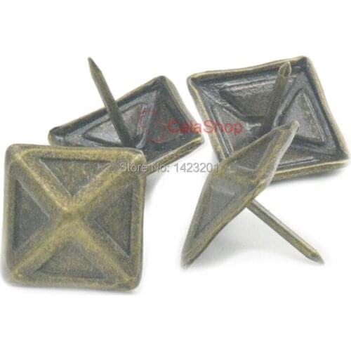 50 Pcs / Lot Pyramid Nail Tack Push Pins Pads Button Furniture Jewelry Box Furniture Decorative Craft Bronze