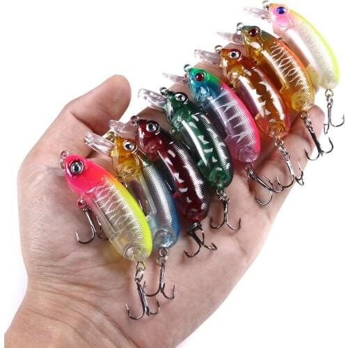 8pcs 6cm 9.8g Minnow Fishing Lures Wobbler Hard Artificial Bait Bass Carp Floating Fishing Gear