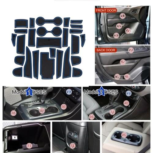 For Colorado and Canyon Accessories Compatible 2015-2021Cup Holder Door Pocket and Center Console Insert Mat Kit 26-Pcs Set
