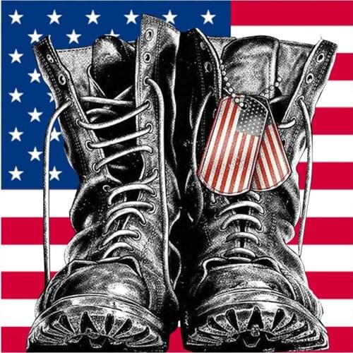 Diamond Painting Round Full Drill American Flag Military Boots Nouveaute DIY Mosaic Embroidery 5D Cross Stitch Picture