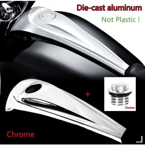 Aluminum Chrome Smooth Dash Fuel Console Cover&Chrome Gas Tank Cap For Harley 08-18 Touring Street Glide Road Glide Models