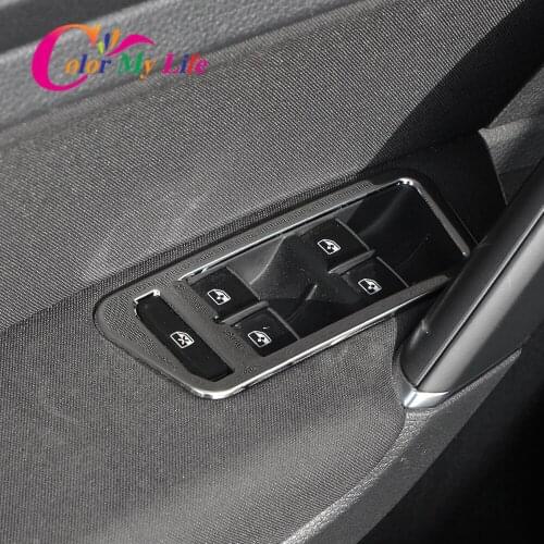 Color My Life 4Pcs/Set Car Windows Control Panel Cover Trim for Volkswagen VW Golf 7 MK7 7.5 MK7.5 2013-2019 LHD Auto Stickers