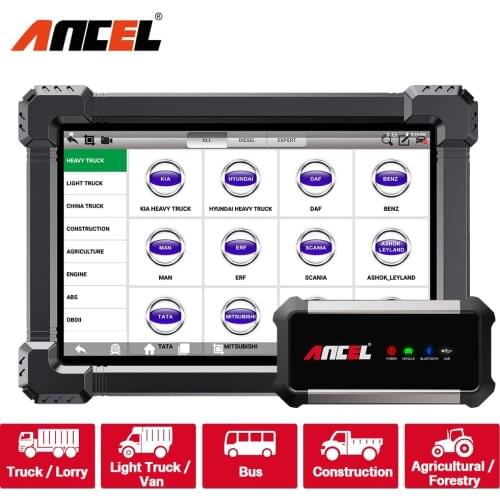 ANCEL X7 HD Heavy Duty Truck Scan Tool Full System Code Reader DPF Regeneration ECU Programming OBD 2 Auto Scanner Free Update