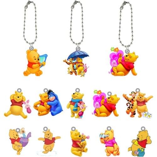 Disney Pooh And His Friends Pendant Wallet Buckle Keychain Cartoon Animation Resin Acrylic Accessories Pendant Wallet Buckle