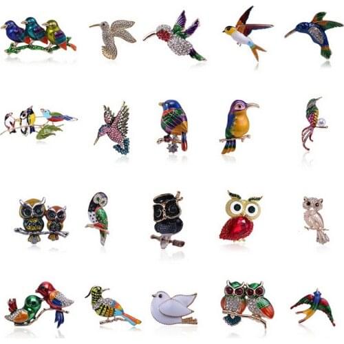Fashion Personality Beautiful Rhinestone Oil Drop Brooch Color Bird Brooch Wing Animal Pin Clothing Decoration Jewelry Brooch