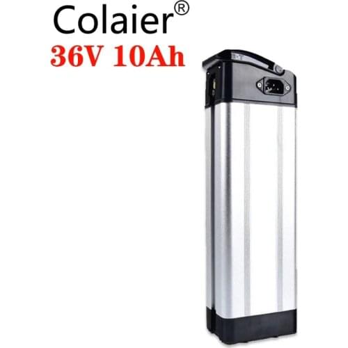 Colaier 36V 10AH Silver fish style Electric Bike battery 36V 500W lithium battery with Aluminum case