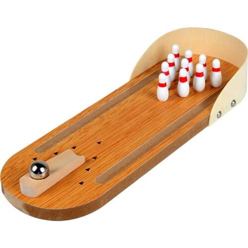 Wooden Mini Desktop Bowling Game Toy Set Fun Indoor Parent-Child Interactive Table Game Bowling Developmental for Children Toys