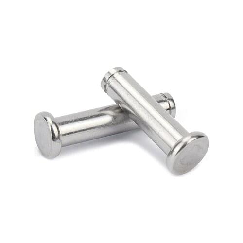 2pcs M8 stainless steel with groove pins flat head pin axis double circlip cylindrical dowels positioning dowel 16mm-100mm long