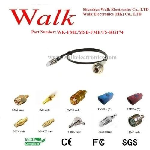 FME male bulkhead FME female straight rg174 antenna cable, FME male female rg174 connector cable