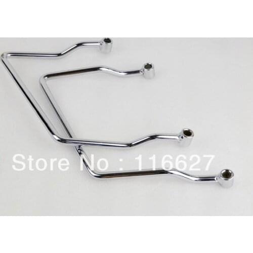 Chrome Luggage Saddle Bag Support Bar Mounts Bracket for 98-11 Yamaha V Star XVS 1100 Dragstar 400 650 Classic