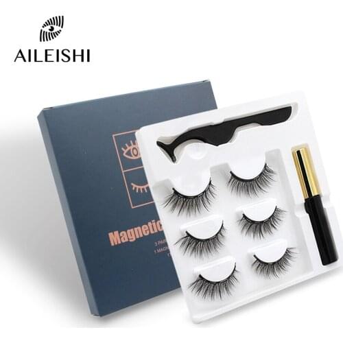Hot sale 3D Magnetic Eyelashes False Lashes set magnetic eyeliner Reusable Waterproof Set Lasting Handmade Eyelash Make up Tools